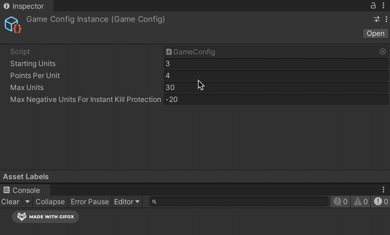 Unity: MaxUnits Validation in the Inspector and Console